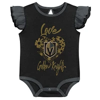 Ensemble de deux bodys d'entraînement pour filles, noir/gris, Vegas Golden Knights