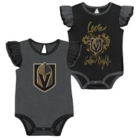 Girls Infant Black/Gray Vegas Golden Knights Two-Pack Training Bodysuit Set