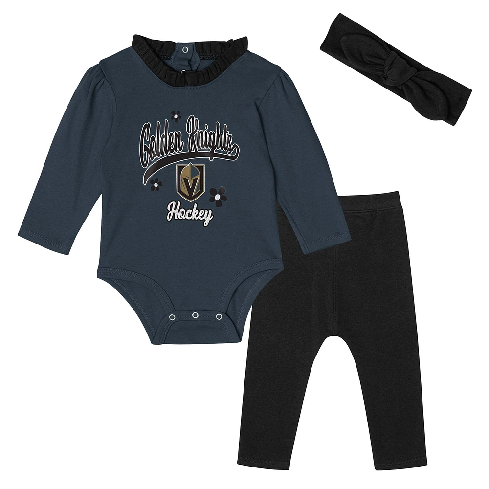 Ensemble 3 pièces à manches longues pour bébé fille Vegas Golden Knights Rink Queen