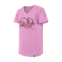 T-shirt à col en V sequins roses Vegas Golden Knights de New Era pour fille