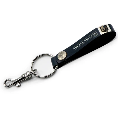 Gray Vegas Golden Knights Personalized Leather Loop Keychain