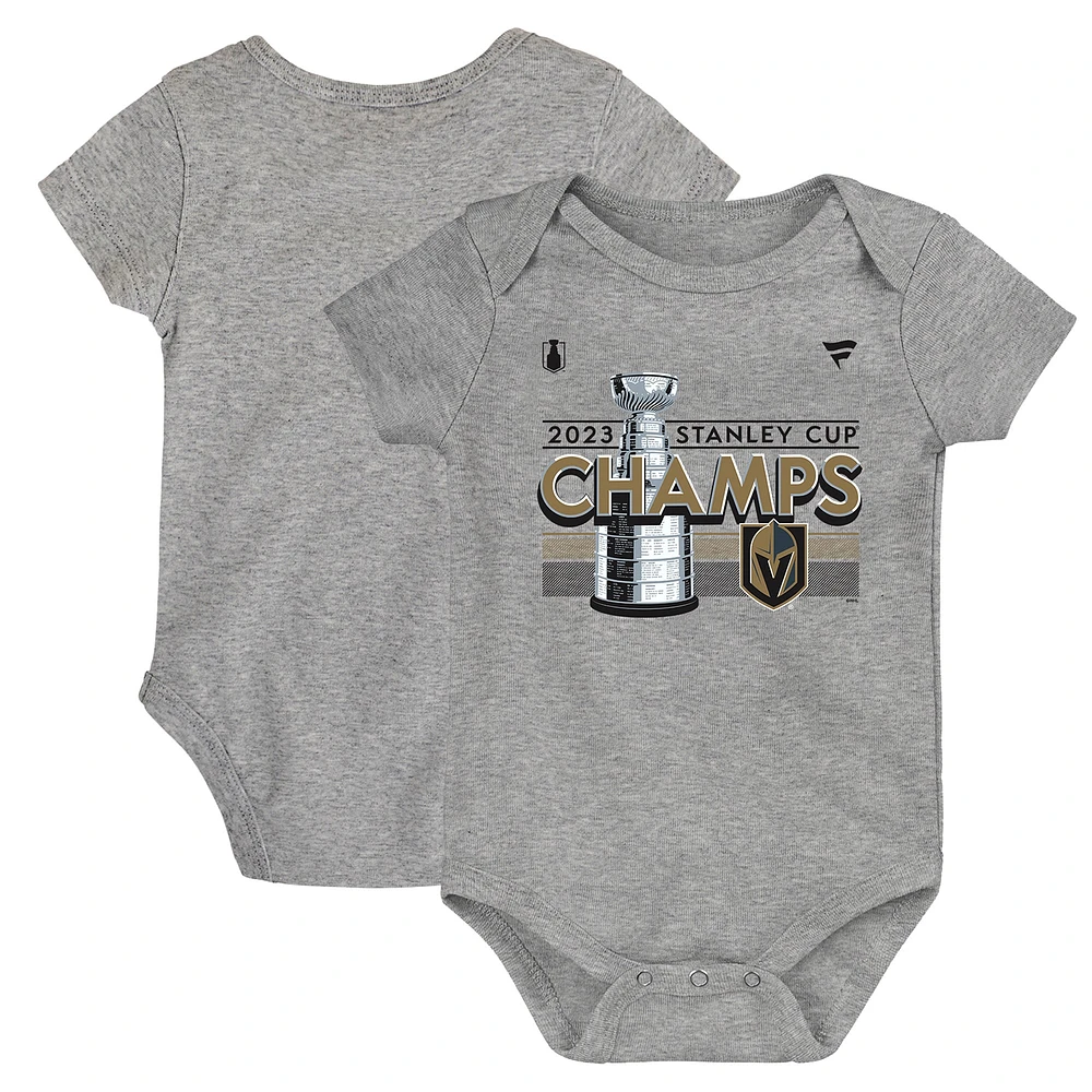 Infant Fanatics Heather Grey Vegas Golden Knights Body de vestiaire des champions la Coupe Stanley 2023