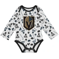 Body à manches longues pour bébé blanc Vegas Golden Knights Quick Learn