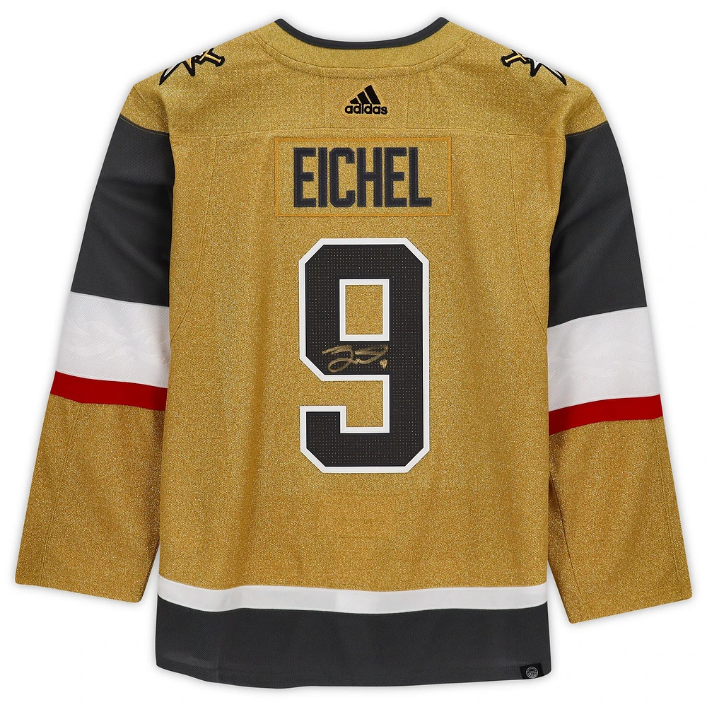 Maillot authentique alternatif dédicacé par Jack Eichel Gold Vegas Golden Knights adidas