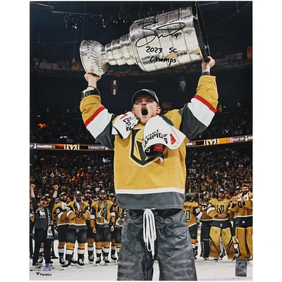 Photographie autographiée de 16" x 20" de Jack Eichel des Golden Knights de Vegas, champions de la Coupe Stanley 2023, avec l'inscription "2023 SC Champs"