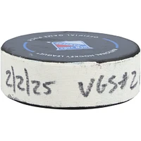 Rondelle de but utilisée par Jack Eichel des Golden Knights de Vegas contre les Rangers de New York le 2 février 2025 - Deuxième de deux buts marqués