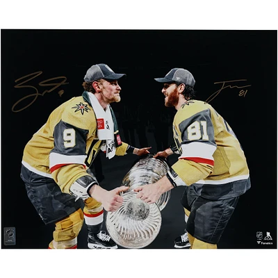 Jonathan Marchessault & Jack Eichel Vegas Golden Knights Autographed 2023 Stanley Cup Champions 16" x 20" Passing Cup Photograph