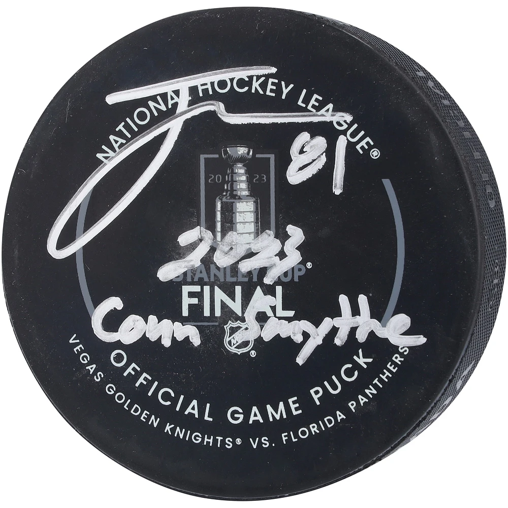 Jonathan Marchessault Vegas Golden Knights Autographed 2023 Stanley Cup Final Official Game Puck with "2023 Conn Smythe" Inscription