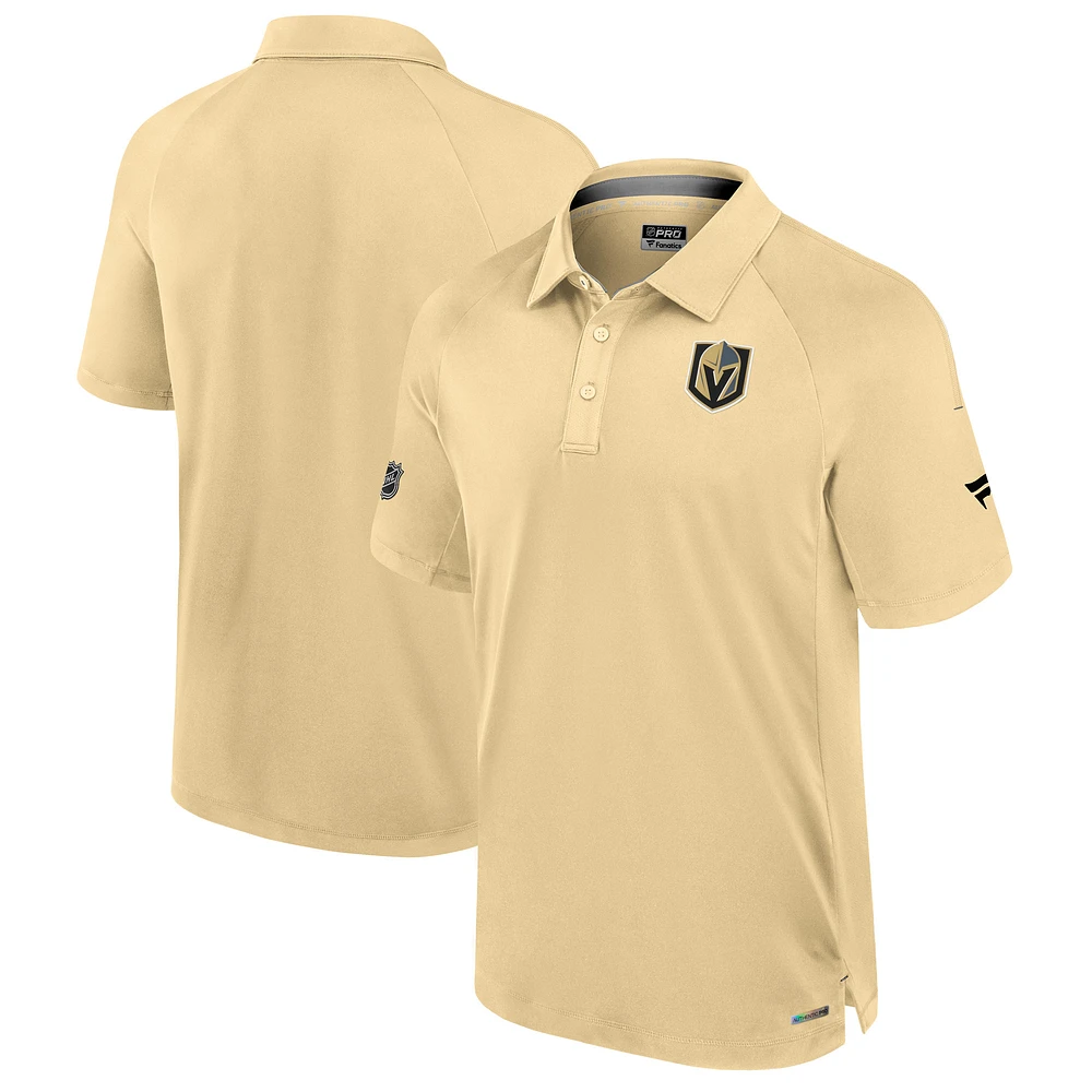 Polo raglan authentique Pro Fanatics Gold Vegas Golden Knights pour hommes