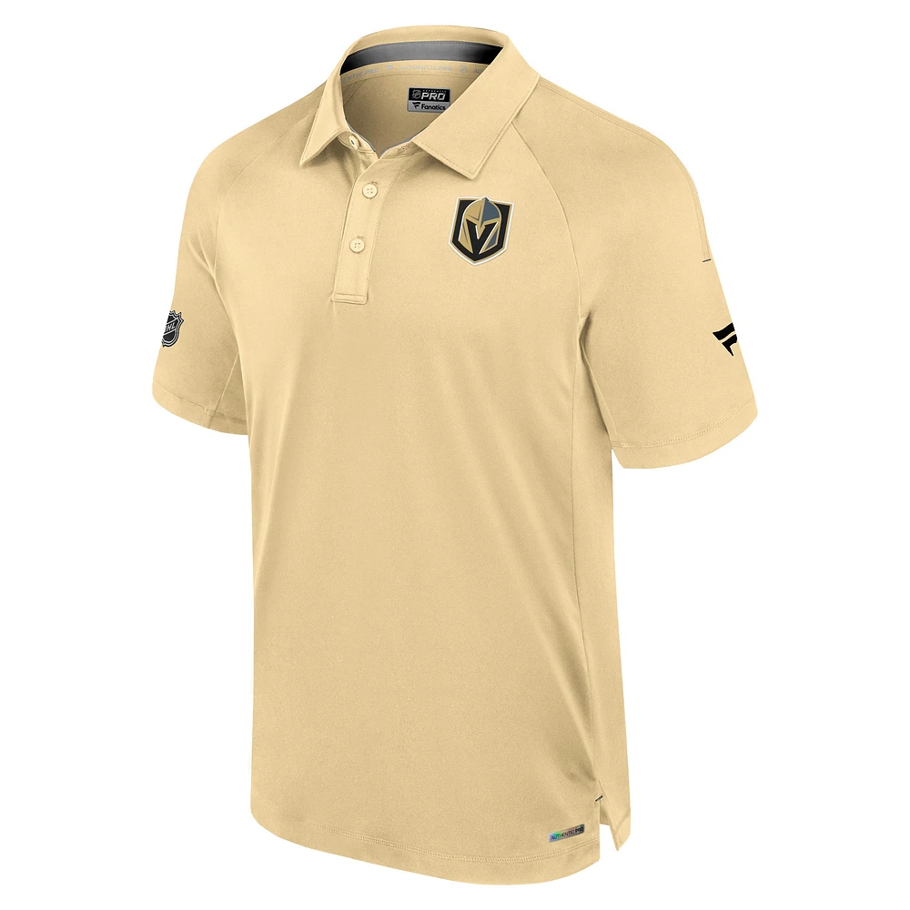 Polo raglan authentique Pro Fanatics Gold Vegas Golden Knights pour hommes