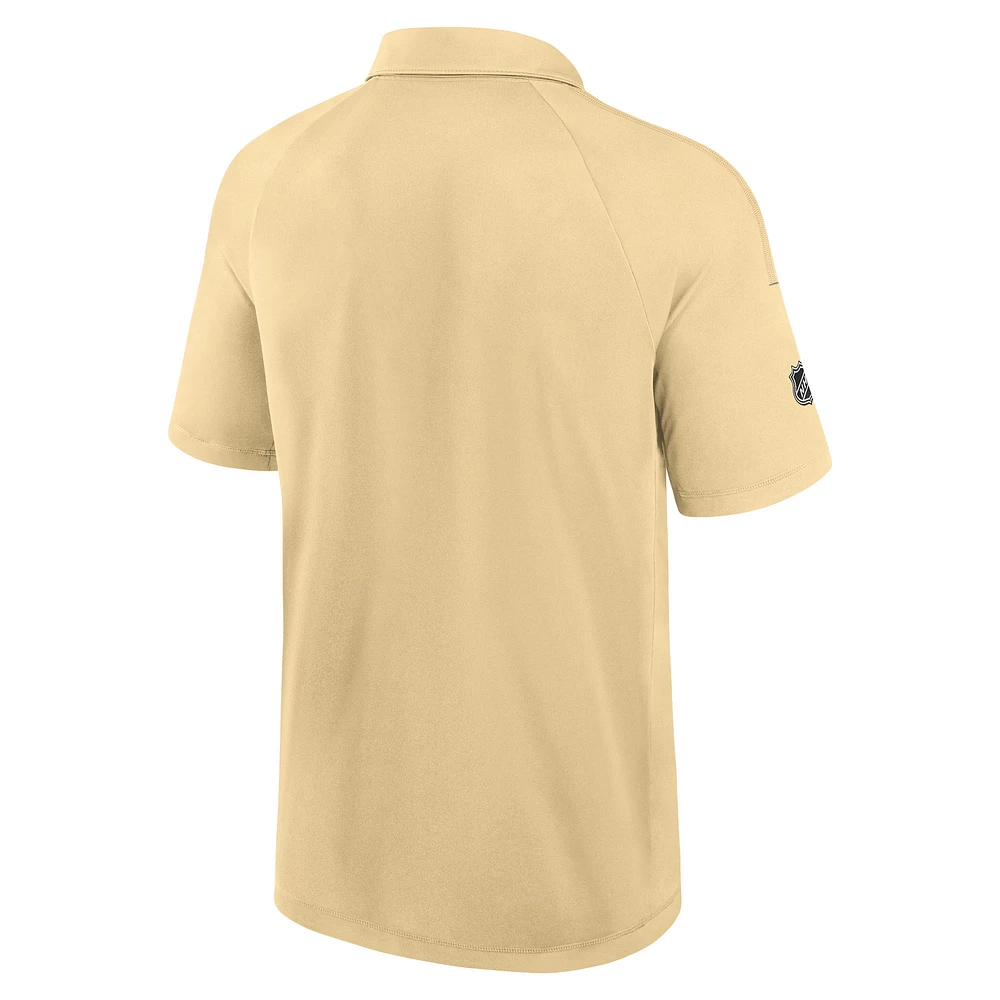 Polo raglan authentique Pro Fanatics Gold Vegas Golden Knights pour hommes