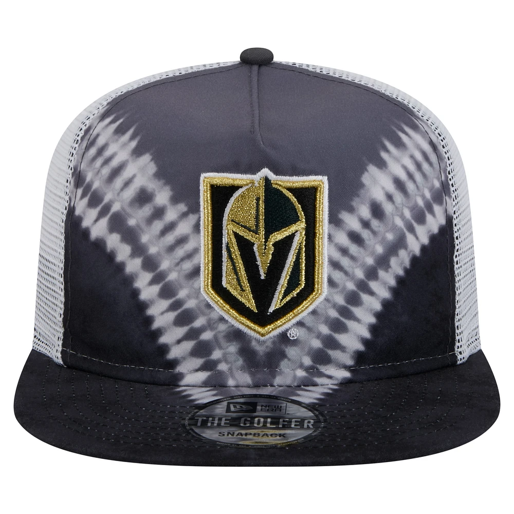 Men's New Era  Black/Gray Vegas Golden Knights Throwback V-Dye Adjustable Golfer Hat