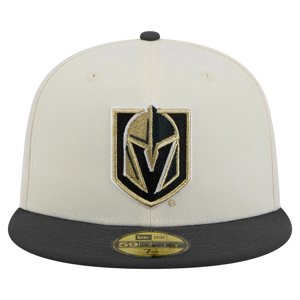 Casquette ajustée bicolore chromée 59FIFTY blanche Vegas Golden Knights de New Era pour homme
