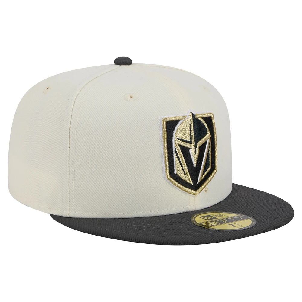 Casquette ajustée bicolore chromée 59FIFTY blanche Vegas Golden Knights de New Era pour homme