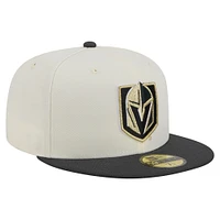 Casquette ajustée bicolore chromée 59FIFTY blanche Vegas Golden Knights de New Era pour homme