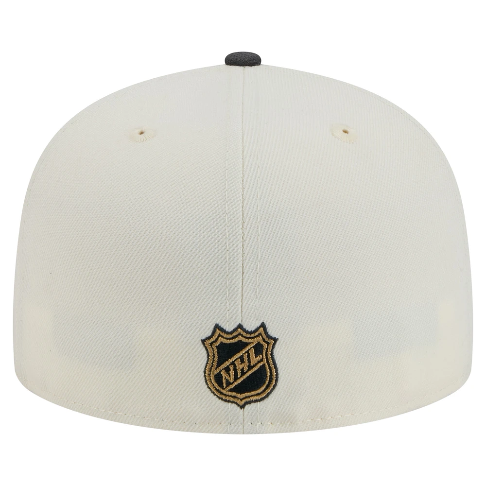 Casquette ajustée bicolore chromée 59FIFTY blanche Vegas Golden Knights de New Era pour homme