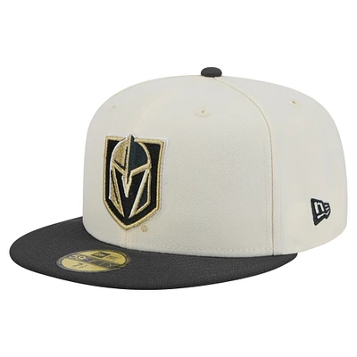 Casquette ajustée bicolore chromée 59FIFTY blanche Vegas Golden Knights de New Era pour homme