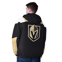 Men's Starter  Black Vegas Golden Knights Charger Half-Zip Pullover Hooded Jacket