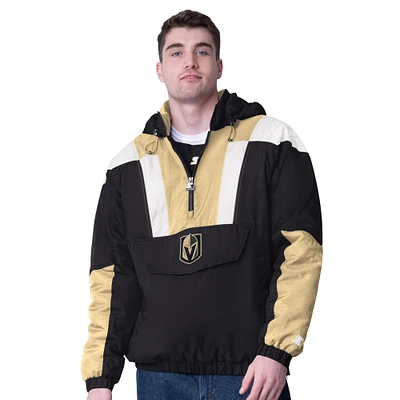 Men's Starter  Black Vegas Golden Knights Charger Half-Zip Pullover Hooded Jacket