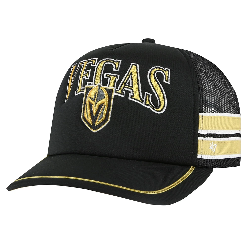 Casquette snapback de camionneur à rayures latérales '47 Black Vegas Golden Knights pour hommes