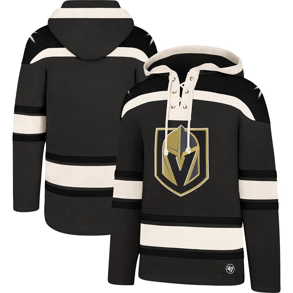 Sweat à capuche lacets supérieur Vegas Golden Knights '47 Charcoal pour hommes