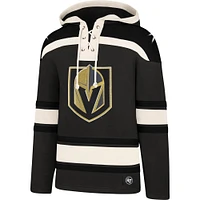 Men's '47 Charcoal Vegas Golden Knights Superior Lacer Pullover Hoodie