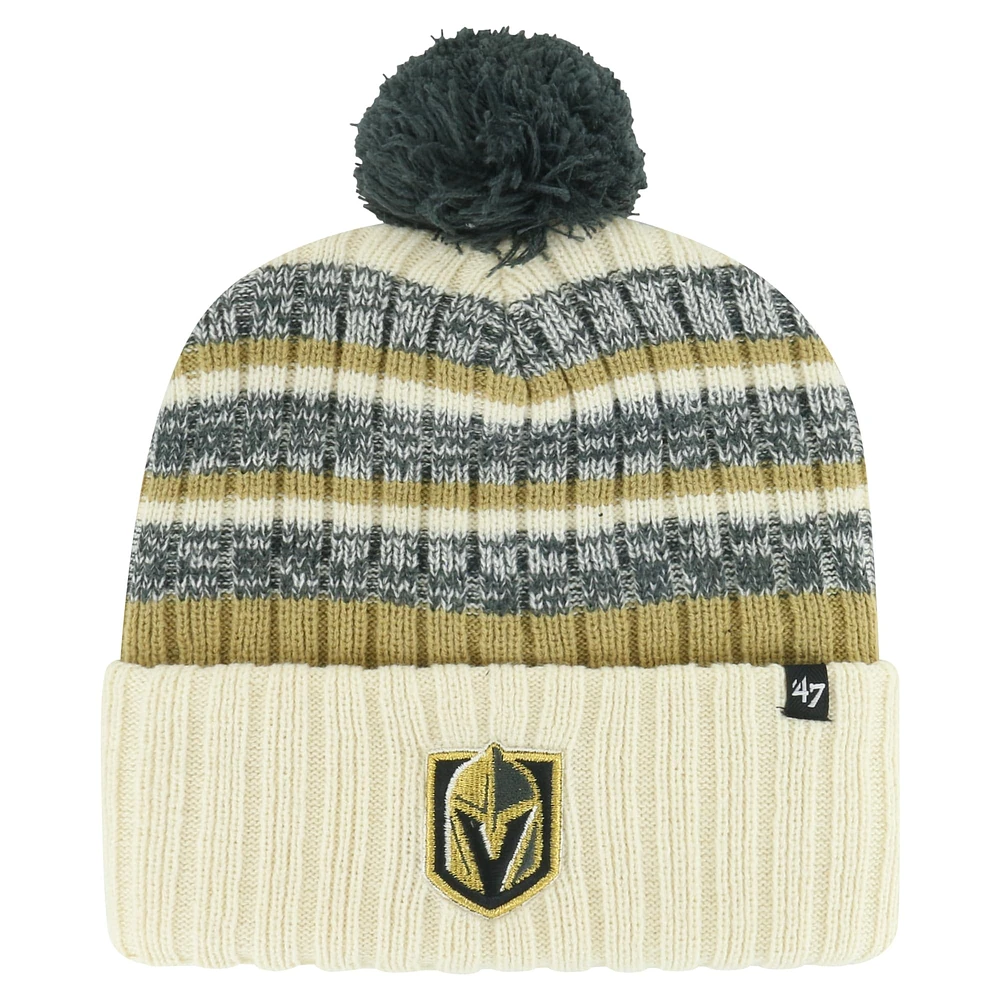 Men's '47 Cream Vegas Golden Knights Tavern Cuffed Knit Hat with Pom