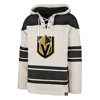 Men's '47 Oatmeal Vegas Golden Knights Rockaway Lace-Up Pullover Hoodie