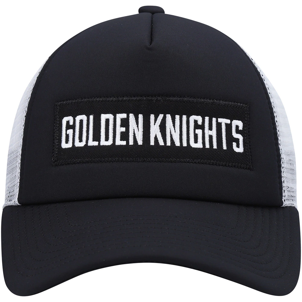 Men's adidas Black/White Vegas Golden Knights Team Plate Trucker Snapback Hat