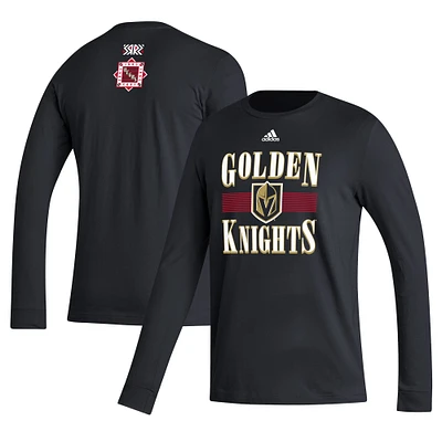 Men's adidas Black Vegas Golden Knights Reverse Retro 2.0 Fresh Playmaker Long Sleeve T-Shirt