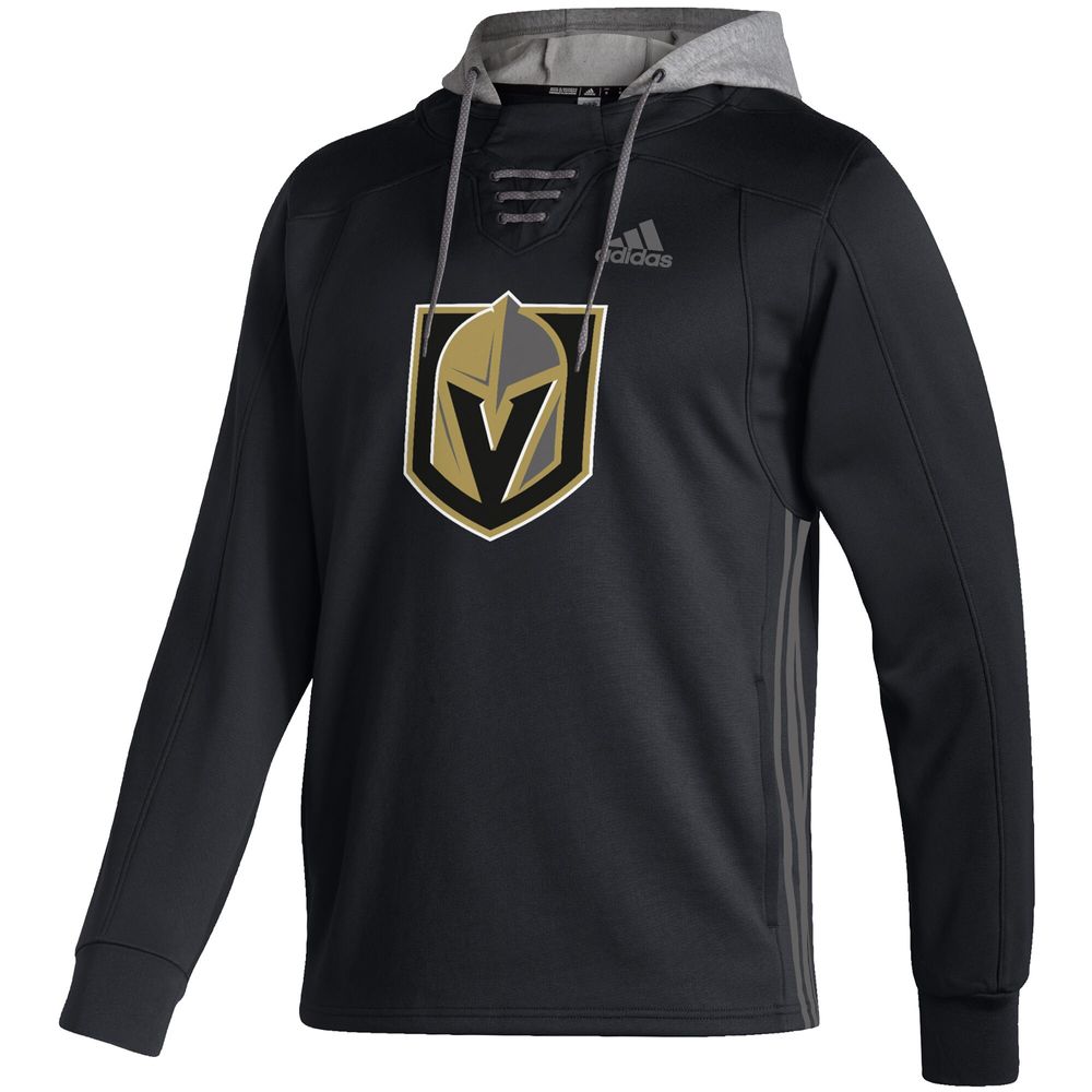 Men's adidas Black Vegas Golden Knights Skate Lace AEROREADY Pullover Hoodie