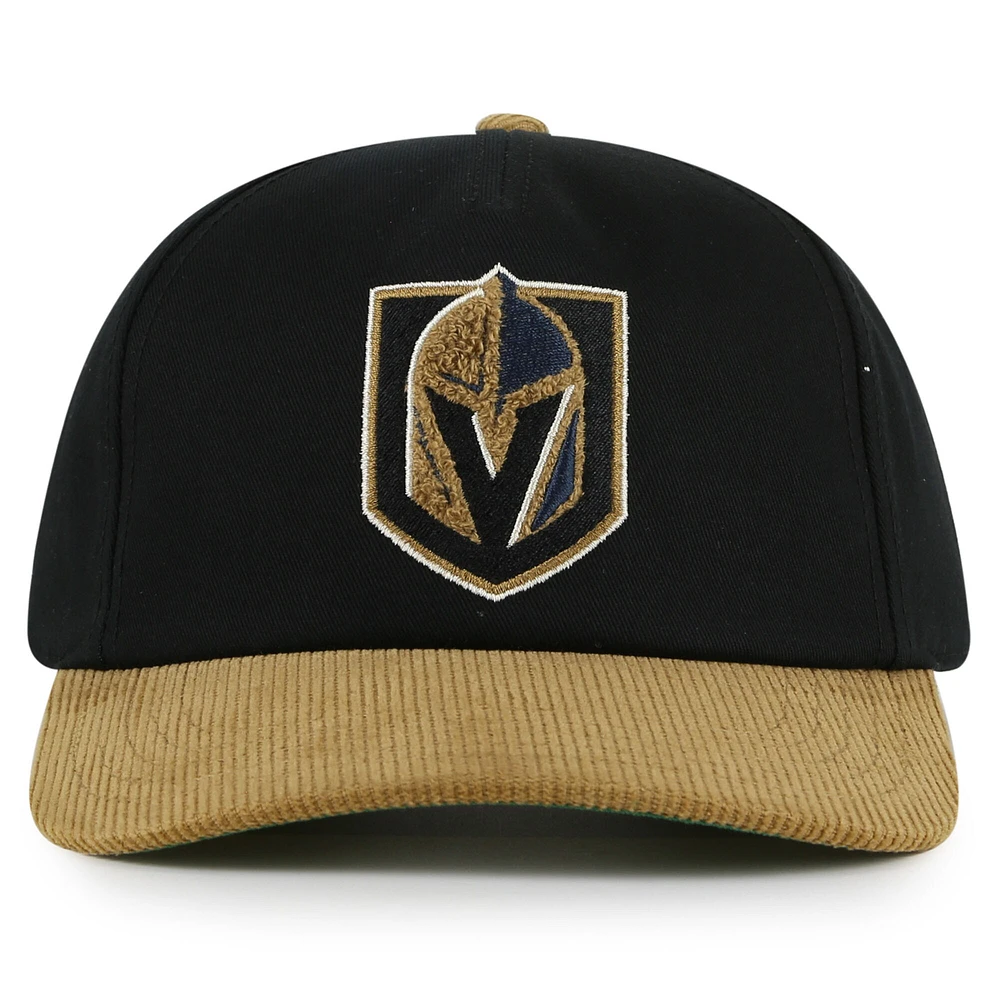Casquette ajustable Burnett pour homme avec aiguille américaine noire/dorée Vegas Golden Knights