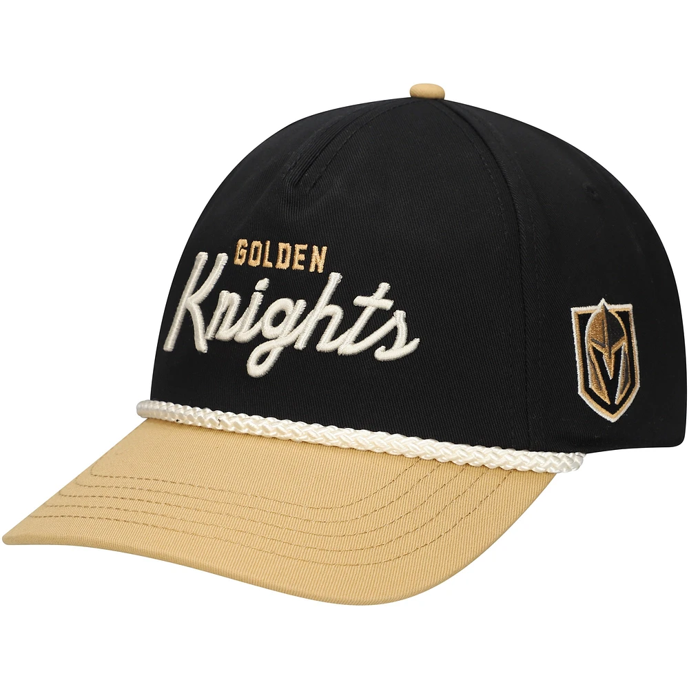 Chapeau réglable en sergé lavé Roscoe Vegas Golden Knights pour hommes American Needle noir/or