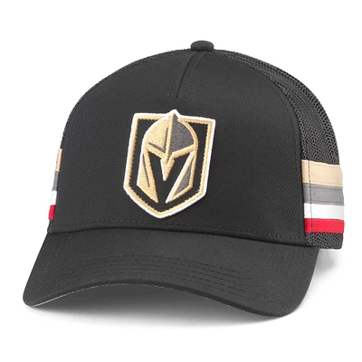 Men's American Needle Black Vegas Golden Knights HotFoot Stripes Trucker Adjustable Hat