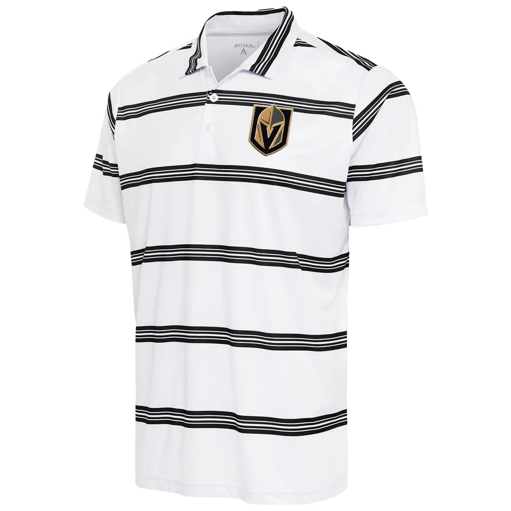 Men's Antigua White/Black Carolina Panthers Groove Polo