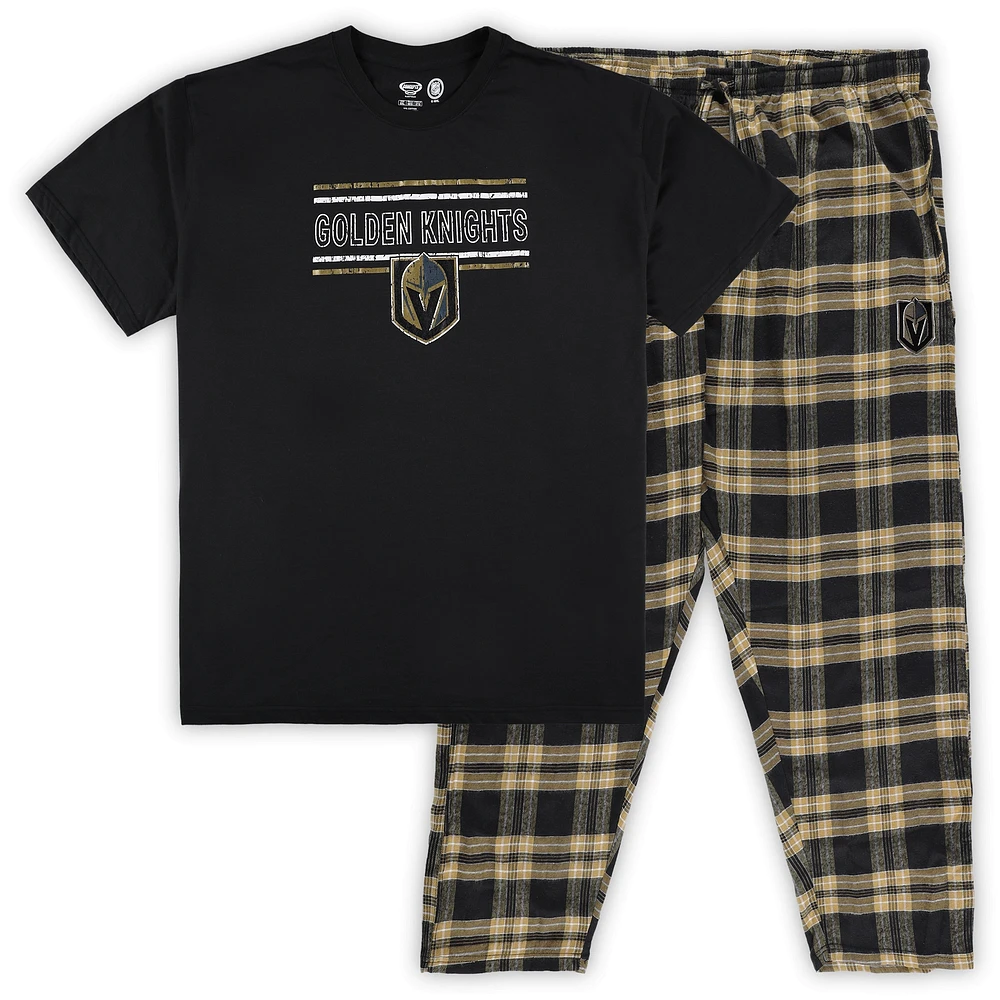 Ensemble de nuit pour homme noir/doré Vegas Golden Knights Big & Tall T-shirt et pantalon pyjama