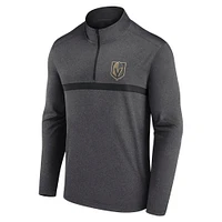 Men's  Black Vegas Golden Knights Head-to-Head Raglan Quarter-Zip Top