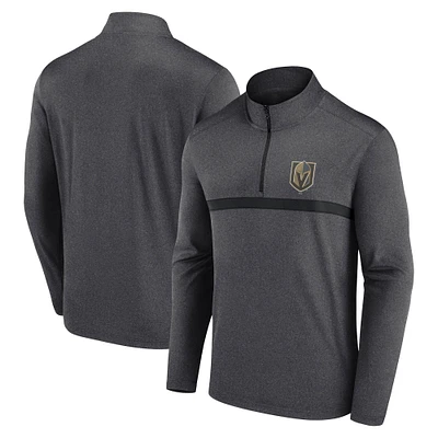 Men's  Black Vegas Golden Knights Head-to-Head Raglan Quarter-Zip Top