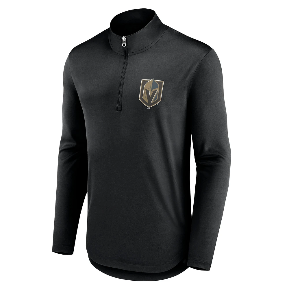 Men's Black Vegas Golden Knights Mock Neck Quarter-Zip Top