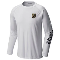 T-shirt Columbia White Vegas Golden Knights Terminal Tackle Omni-Shade Raglan à manches longues pour hommes