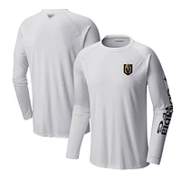 Men's  Columbia White Vegas Golden Knights Terminal Tackle Omni-Shade Raglan Long Sleeve T-Shirt