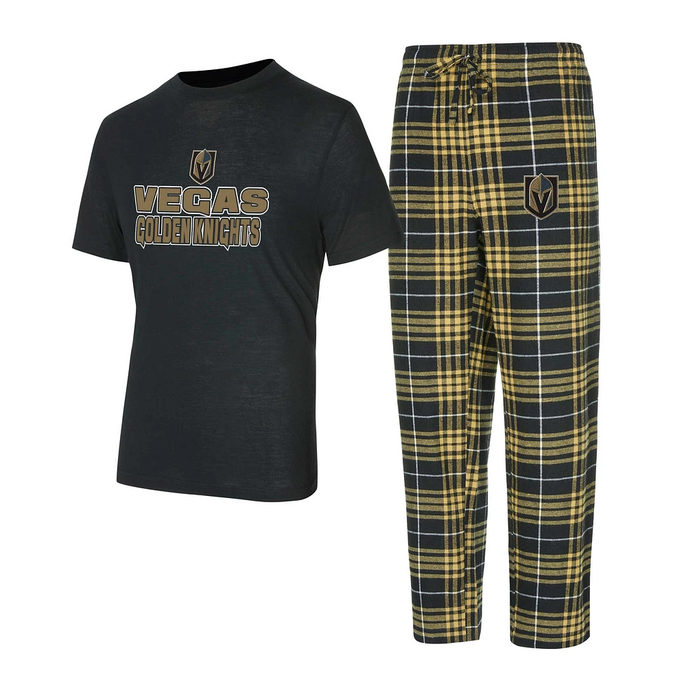 Ensemble de nuit pour homme Concepts Sport Vegas Golden Knights Vector T-shirt et pantalon