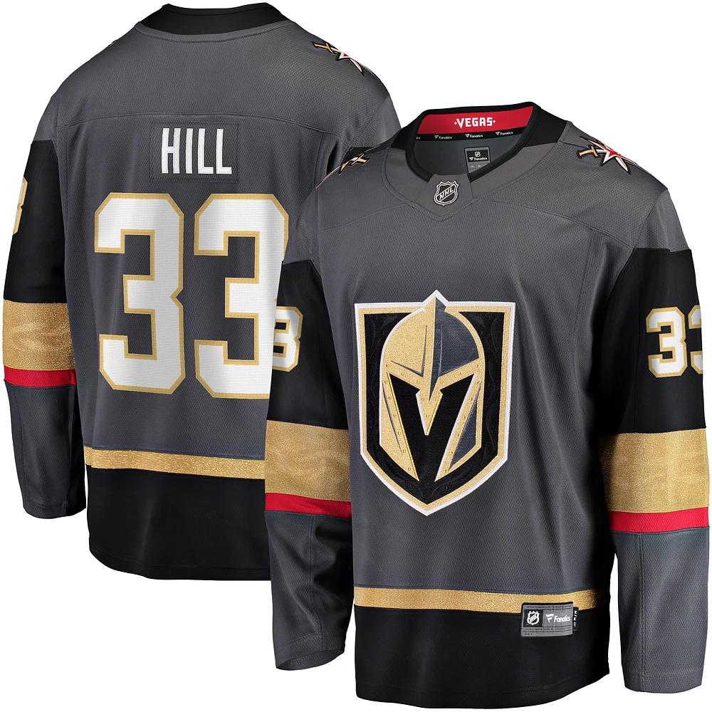 Maillot Breakaway alternatif des Golden Knights de Vegas Fanatics Adin Hill gris pour hommes