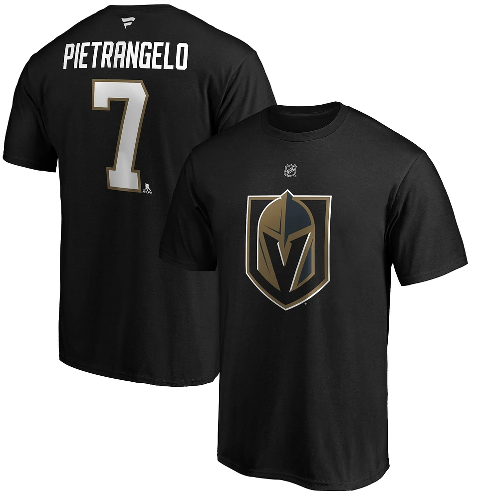 Fanatics pour hommes Alex Pietrangelo Black Vegas Golden Knights T-shirt authentique avec nom et numéro de pile