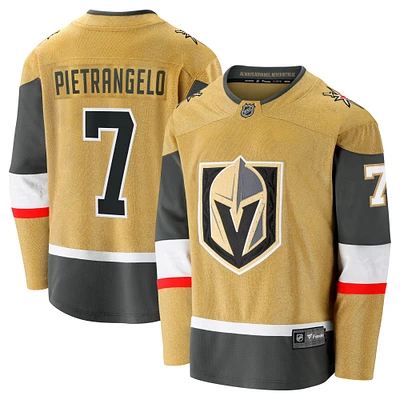 Maillot d'évasion à domicile Fanatics Alex Pietrangelo Gold Vegas Golden Knights pour hommes