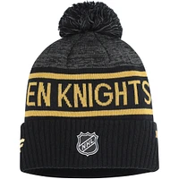 Men's Fanatics Black/Heather Charcoal Vegas Golden Knights Authentic Pro Rink Cuffed Knit Hat with Pom