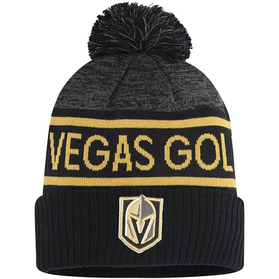 Men's Fanatics Black/Heather Charcoal Vegas Golden Knights Authentic Pro Rink Cuffed Knit Hat with Pom