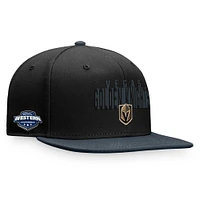 Men's Fanatics Black/Heather Charcoal Vegas Golden Knights Fundamental Colorblocked Snapback Hat