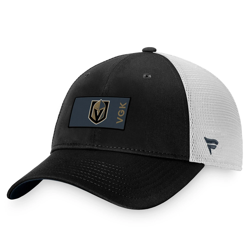 Casquette snapback authentique Pro Rink Trucker Vegas Golden Knights Fanatics noir/blanc pour hommes