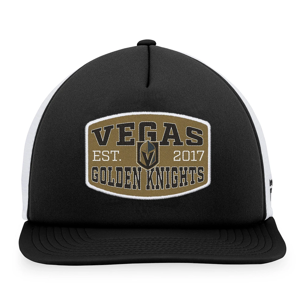 Men's Fanatics Black/White Vegas Golden Knights Foam Front Patch Trucker Snapback Hat